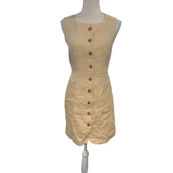 Posse Emma Button Down Mini Dress in Dusty Citron Small New Womens Linen